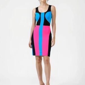 CELEB BOUTIQUE Color Block Midi Dress Medium